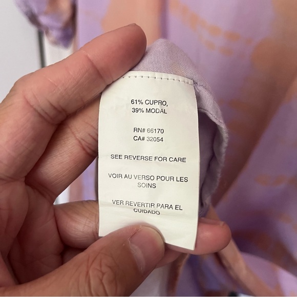 NORBLACK NORWHITE lavender peach tie dye cupro modal boat neck midi dress - Picture 8 of 8